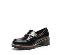 DREAM PAIRS Zapatos Mujer Mocasines con Tacon Ancho Clasico Loafers con Plataforma,Size 43,Negro-PU,SDLS2410W