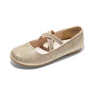 DREAM PAIRS Zapatos Niña Vestir Planos Bailarina Niña Mary Jane Princesa Party Escolares Colegiales,Size 32,Oro,Angie-2