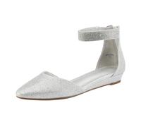 DREAM PAIRS Zapatos Planos cómodos de Vestir para Mujer con cuña Baja, Punta Redonda y Correa en el Tobillo,Size 40.5,Plata/Brillo,Amiga_Shine