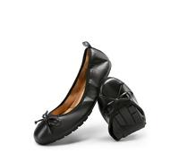 DREAM PAIRS Zapatos planos de ballet plegables para mujer, con lazo, puntera redonda, cómodos, ligeros, sin cordones, zapatos de vestir, Negro, 36 EU