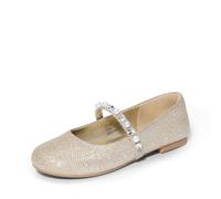 DREAM PAIRS Zapatos planos Mary Jane Serena-100 para niñas, Dorado/purpurina W, 4 Big Kid