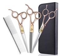 Dream Reach - Juego de tijeras profesionales para el cuidado de mascotas de 7 pulgadas, acero japonés 440C, juego de tijeras para perros rectas,curvas y adelgazantes para gato (juego de 7 pulgadas 01)