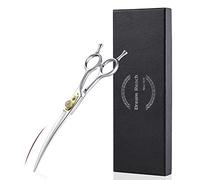 Dream Reach tijeras peluquería canina - 7'' tijeras curvas con mango ergonómico, profesionales de acero inoxidable 440C de Japón