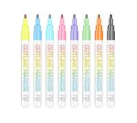 Dream - Rotulador de contorno de dos líneas, 12 colores, resaltador de personalidad creativa, caja de 8 colores (alambre plateado)