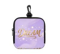 Dream Script Word - Bolsa pequeña impermeable con cremallera, bolsa de almacenamiento de neopreno para auriculares, funda con clip para llavero