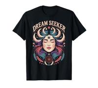 Dream Seeker Moon Magic Stars Mystic Woman Plumas Camiseta