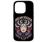Dream Seeker Moon Magic Stars Mystic Woman Plumas Carcasa para iPhone 14 Pro