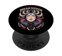 Dream Seeker Moon Magic Stars Mystic Woman Plumas PopSockets PopGrip Adhesivo