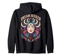Dream Seeker Moon Magic Stars Mystic Woman Plumas Sudadera con Capucha