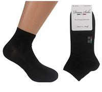 DREAM SOCKS 6 pares de calcetines cortos tobilleros de hilo de Escocia de algodón elástico, ultraligeros, producto MADE IN ITALY, modelo unisex, varios surtidos. (35/38, negro)