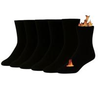 DREAM SOCKS calcetines cortos de forro polar térmico de invierno para esquiar contra el frío, calcetines pesados con alto aislamiento térmico,(pack de 3 o 6) (41-46, 6 pares NEGRO)