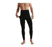 DREAM SOCKS Mallas térmicas para hombre de forro polar de felpa - Pantalones térmicos elásticos, pantalones para moto, leggings de invierno para montaña-esquí, senderismo, 1 x Black, L
