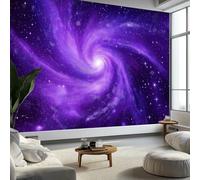 Dream Spiral Galaxy Stars - Papel pintado fotográfico con patrón morado, moderno no tejido, para sala de estar o dormitorio infantil, 300 x 210 cm (ancho x alto)