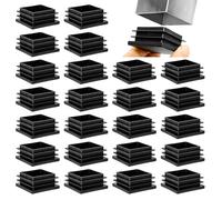 Dreamark 24 Tapones De Láminas Cuadradas De 40 X 40 Mm Para Tubo Cuadrado, Plástico Negro, Para Cubrir Tubos De Acero, Inoxidable Y Aluminio