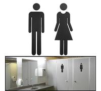 Dreamark placa WC baño 1 par porta placa letrero inodoro pegatinas señalización símbolo hombre y mujer negro 12 cm