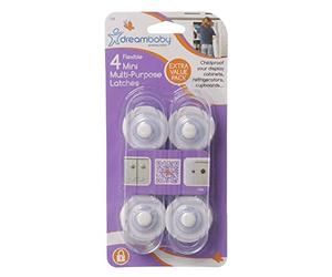 Dreambaby Mini cierres multiusos - Cerradura flexible de seguridad para bebé - Transparente - Paquete de 4 - Modelo G188