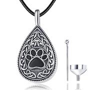 Dreamboat Collar de urna para mascotas, plata de ley 925 con diseño de huella de pata, colgante de recuerdo de cremación, nudo celta, joyería conmemorativa, regalos para mujeres y hombres, Pendant