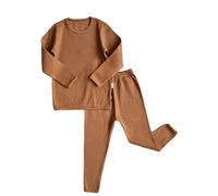 DreamBuy Conjunto Algodon Dos Piezas, Pijamas para Bebe,niñas,niños,Pantalones y Manga Larga, Trajes para Bebes, Acanalados, a Rayas, Otoños Invierno, Ropa de Abrigo (6-7 años, Caramelo)