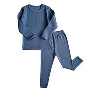 DreamBuy Conjunto Algodon Dos Piezas, Pijamas para Bebe,niñas,niños,Pantalones y Manga Larga, Trajes para Bebes, Acanalados, a Rayas, Otoños Invierno, Ropa de Abrigo(6-7 años, Azul)