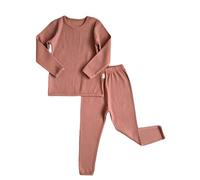 DreamBuy Conjunto Algodon Dos Piezas, Pijamas para Bebe,niñas,niños,Pantalones y Manga Larga, Trajes para Bebes, Acanalados, a Rayas, Otoños Invierno, Ropa de Abrigo(2-3 Años, Cuero Rosa)