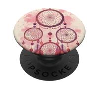 Dreamcatcher Boho Rainbow Red Feather Dreather Dreams Blush Pink PopSockets PopGrip Adhesivo