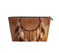 Dreamcatcher - Bolsa de maquillaje de piel con plumas, impermeable, para otoño