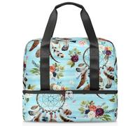 Dreamcatcher - Bolsa deportiva floral para mujeres, hombres y niños, Kirls Ethnic Dream Weekend Overnight Bags Wet Seperated 21 L Tote Bag for Travel Gym Yoga, color, 21L, Organizador de bolsas