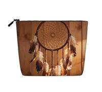 Dreamcatcher Feather Fall - Bolsa de maquillaje de lino sintético ligero para viaje