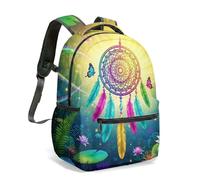 Dreamcatcher - Mochila de 16 pulgadas con estampado completo de bosque de fantasía, noche mágica, boho, mochila escolar para niños, estudiantes y adultos, 15, L, Casual
