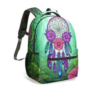 Dreamcatcher - Mochila de 16 pulgadas con estampado completo de bosque de fantasía, noche mágica, boho, mochila escolar para niños, estudiantes y adultos, 10, L, Casual