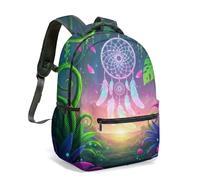 Dreamcatcher - Mochila de 16 pulgadas con estampado completo de bosque de fantasía, noche mágica, boho, mochila escolar para niños, estudiantes y adultos, 02., L, Casual
