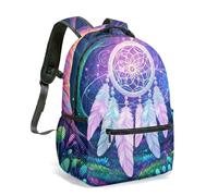 Dreamcatcher - Mochila de 16 pulgadas con estampado completo de bosque de fantasía, noche mágica, boho, mochila escolar para niños, estudiantes y adultos, 01., L, Casual