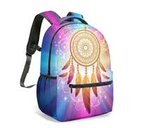 Dreamcatcher - Mochila de 16 pulgadas con estampado completo de bosque de fantasía, noche mágica, boho, mochila escolar para niños, estudiantes y adultos, 04., L, Casual
