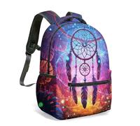 Dreamcatcher - Mochila de 16 pulgadas con estampado completo de bosque de fantasía, noche mágica, boho, mochila escolar para niños, estudiantes y adultos, 17, L, Casual