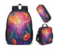 Dreamcatcher - Mochila de 17 pulgadas, juego de 3 piezas, mochila escolar de plumas mágicas para niñas, diseño de bosque místico, 16 (Reino Unido), L, Minimalista