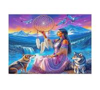 Dreamcatcher Wolf Nature - Rompecabezas de 1000 piezas, juego para adultos | Cartón de 52 x 38 cm, entrenamiento cerebral, regalo para amigos, acento de sala de estar, reducción del estrés