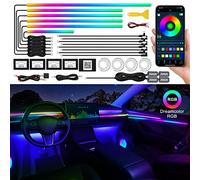 Dreamcolor Tira de Luces LED Acrílicas para Interior de Coche con APP Inalámbrica, RGB 22 en 1 con 444,5 cm 593 LEDs Kits de Iluminación Ambiental de Fibra Óptica, 16 Millones de Colores Función