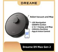 DREAME D9 Robot Aspirador y Trapeador Combo, con Potente Succión de 6000Pa, 240 de de Operación, Funciones de Barrido y Trapeado , Conectividad Wifi, Control por App y Funcionalidad de Comando por Voz
