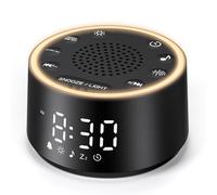 Dreamegg Despertador Luz con Ruido Blanco - D1 Nova para Bebés y Adultos, 25 Sonidos Relajantes, 9 Luces Nocturnas, Pantalla Regulable, Reloj Despertador Digital para Dormitorios, Negro