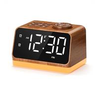 Dreamegg Radio Despertador Digital con Luz Nocturna, Radio FM, Doble Alarma, Maquina Ruido Blanco 25 Sonidos, LED & Luz Ajustable, Temporizador 10-480 min, 2 Puertos USB, Snooze, Toma Auriculares