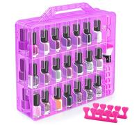 DreamGenius Estuche organizador de esmalte de uñas para 48 botellas con 2 separadores, soporte de esmalte de uñas de gel de doble cara con separadores ajustables, color morado