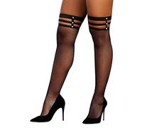 Dreamgirl 0320 - Alturas de muslo con triple correa - Negro - Talla única
