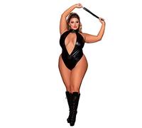DreamGirl Cuello Tachonado Halter Teddy Lencería, Negro, Talla única (Pack de 2) para Mujer