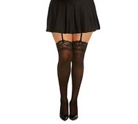 Dreamgirl de mujeres de talla grande Ambrose Sheer medias hasta el muslo, Negro, Una Queen Size