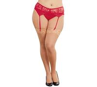 Dreamgirl de mujeres de talla grande Bochornoso Noches correa de liga, rojo, un tamaño Queen