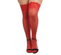 Dreamgirl de mujeres de talla grande Toscana medias hasta el muslo, rojo, un tamaño Queen