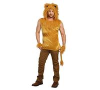Dreamgirl Disfraz de león para hombre, disfraz de rey de la selva para Halloween, Marrón, XXL