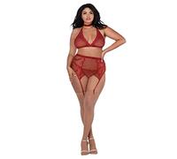 DreamGirl Fishnet & Lace 4 Piezas - Granate 254 ml