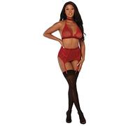 DreamGirl Fishnet & Lace 4 Piezas - Granate 254 ml