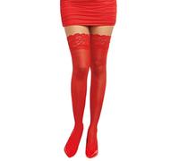 DreamGirl Las Mujeres Toscana Medias hasta el Muslo, Rojo, un tamaño
